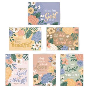 Pastel Floral Christian Greeting Cards Set of 24 with Envelopes