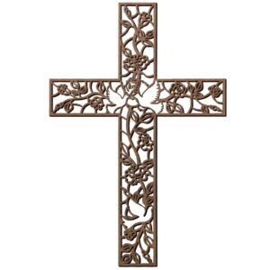 Floral Carved Cross Wall Decor