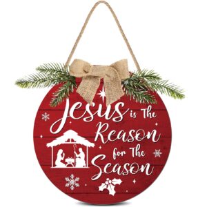 Jesus Is the Reason for the Season Wood Hanging Sign