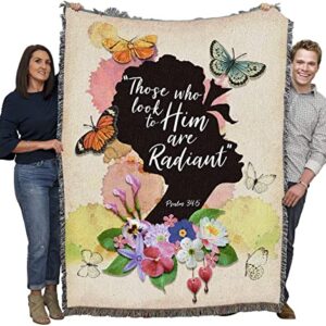 Psalm 34:5 Radiant Christian Throw Blanket