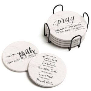 Christian Coaster Set with Scripture and Faith Messages