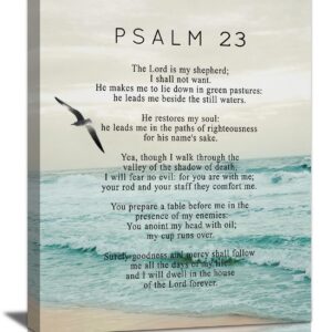 Psalm 23 Full Scripture Ocean Canvas Print