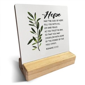 Hope Romans 15:13 Scripture Plaque with Wooden Stand