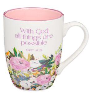 With God All Things Are Possible Floral Christian Mug