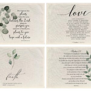 Scripture Placemats Set of 4 - Faith, Love, Hope, and Psalm 23