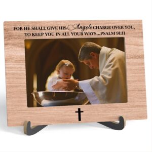 Psalm 91:11 Christian Photo Frame with Baptism Design