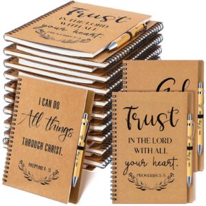 20-Piece Christian Spiral Notebooks Set with Bible Verse Covers and Pens