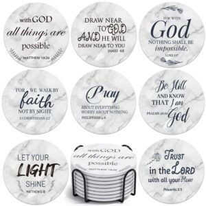 Christian Scripture Coasters Set, 8 Designs