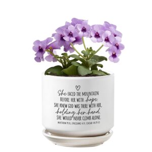 Christian Inspirational Ceramic Planter Pot with Scripture Message