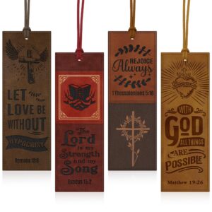 Set of 4 Leather Scripture Bookmarks