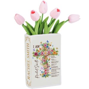 Personalized Floral Cross Book Vase