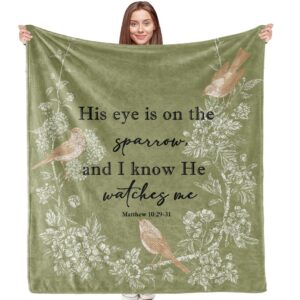 His Eye Is on the Sparrow Christian Throw Blanket