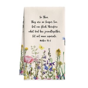 Matthew 19:6 Floral Scripture Tea Towel