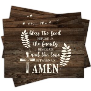 Bless the Food Before Us Placemats, Christian Table Blessing, Rustic Farmhouse Design