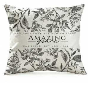 Amazing Grace Floral Christian Pillow Cover