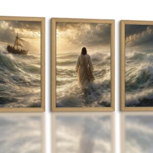 Jesus Walking on Water 3-Piece Framed Wall Art